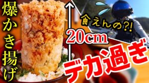 【デカ盛り】朝から並ぶ店の海鮮かき揚げ丼が金メダル級の大食い飯だった【バイクツーリング】